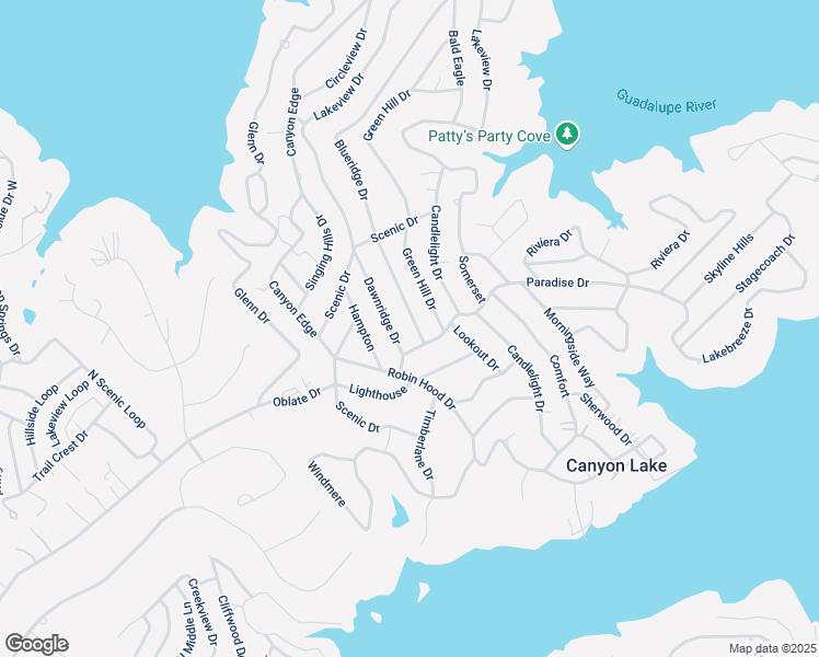 map of restaurants, bars, coffee shops, grocery stores, and more near 1174 Dawnridge Drive in Canyon Lake