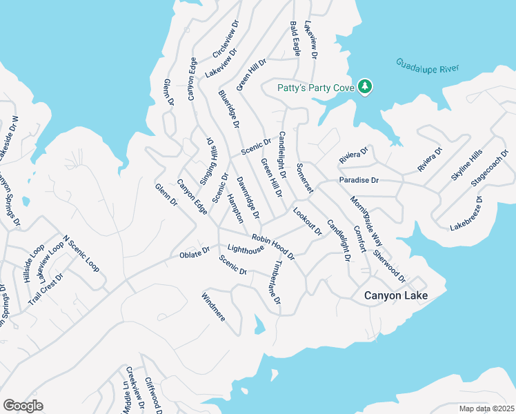 map of restaurants, bars, coffee shops, grocery stores, and more near 1174 Dawnridge Drive in Canyon Lake