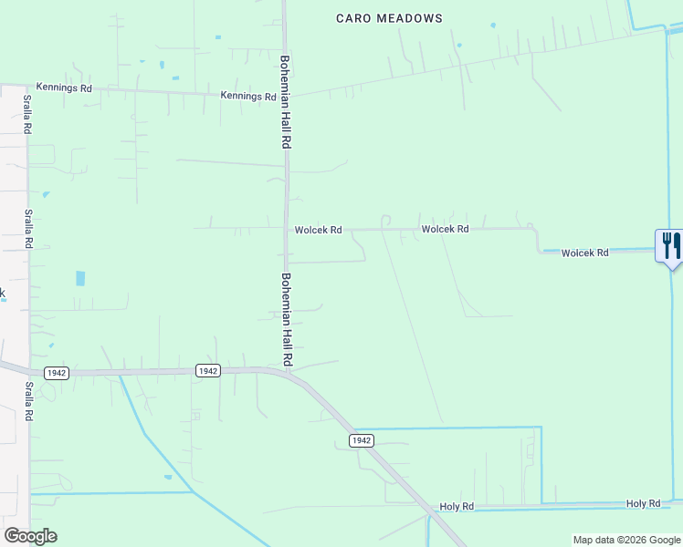 map of restaurants, bars, coffee shops, grocery stores, and more near 13500 Bohemian Hall Road in Crosby