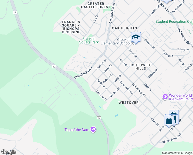 map of restaurants, bars, coffee shops, grocery stores, and more near 1413 Franklin Drive in San Marcos