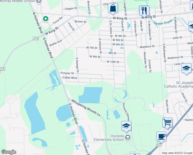 map of restaurants, bars, coffee shops, grocery stores, and more near 917 Puryear Street in St. Augustine
