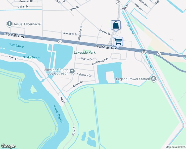 map of restaurants, bars, coffee shops, grocery stores, and more near 2201 Salisbury Drive in Port Arthur