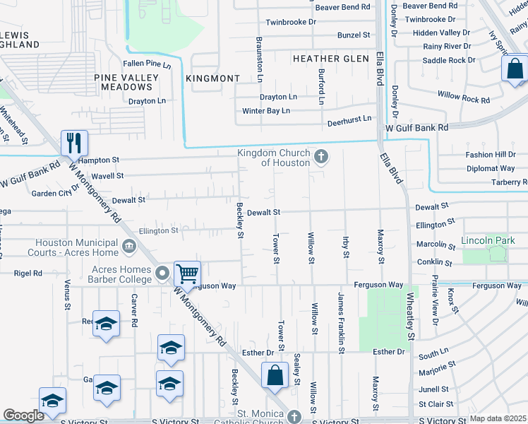 map of restaurants, bars, coffee shops, grocery stores, and more near 1817 Dewalt Street in Houston
