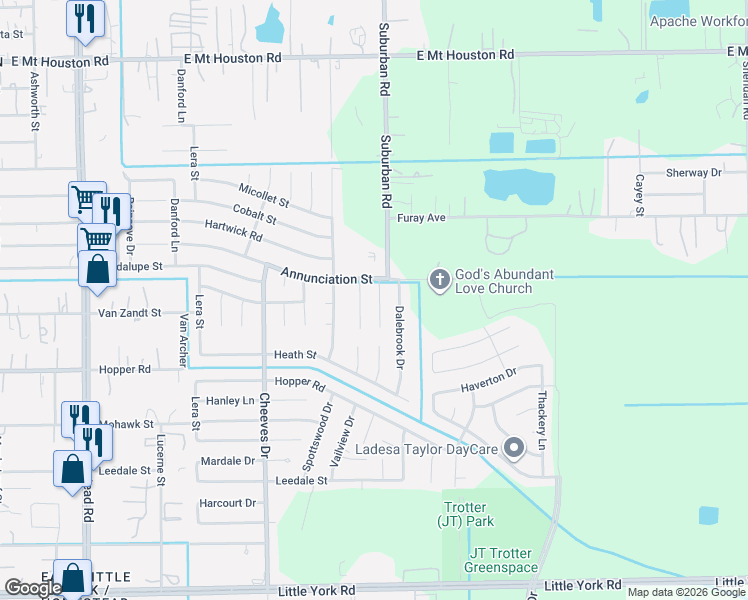 map of restaurants, bars, coffee shops, grocery stores, and more near 11243 Vailview Drive in Houston
