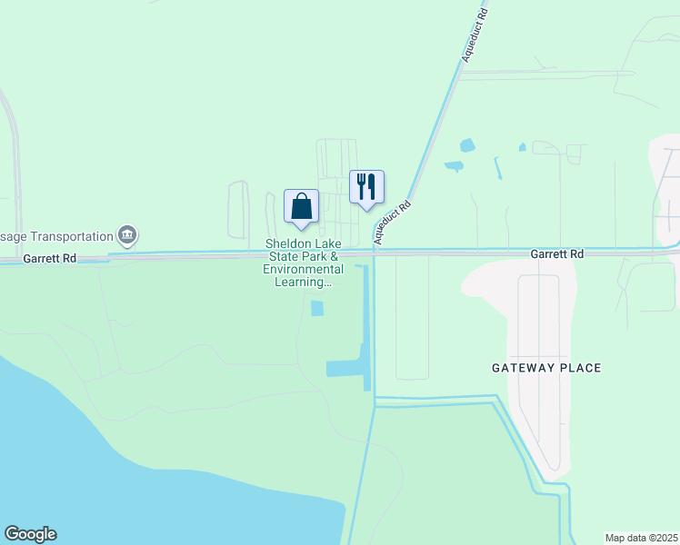 map of restaurants, bars, coffee shops, grocery stores, and more near 14320 Garrett Road in Houston