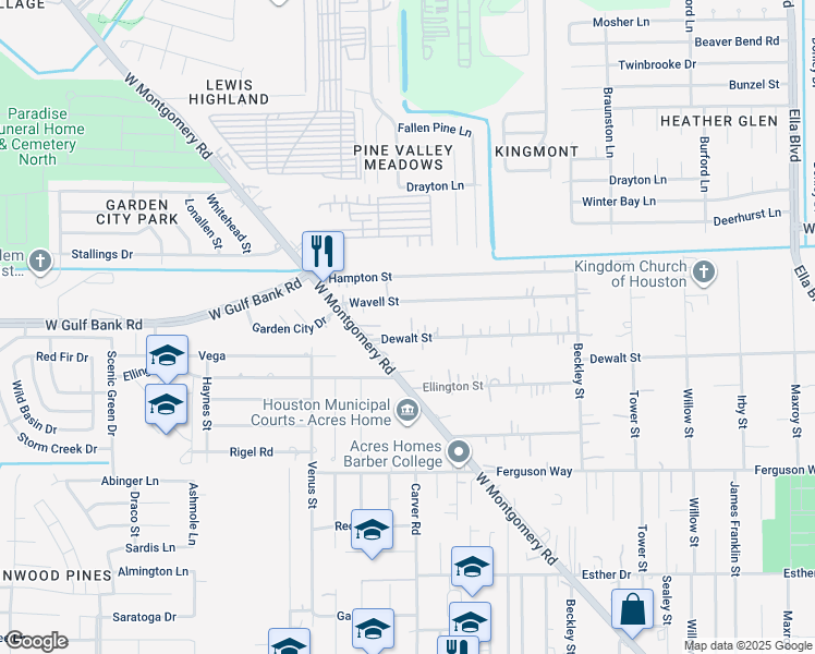 map of restaurants, bars, coffee shops, grocery stores, and more near 2314 Dewalt Street in Houston