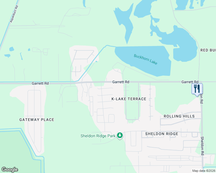 map of restaurants, bars, coffee shops, grocery stores, and more near 15403 Winding Boardwalk Way in Houston