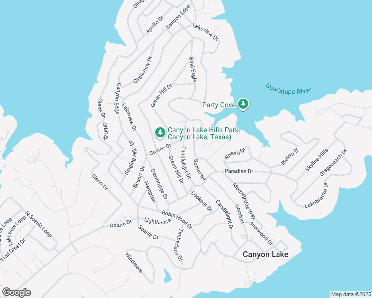 map of restaurants, bars, coffee shops, grocery stores, and more near 2169 Candlelight Drive in Canyon Lake