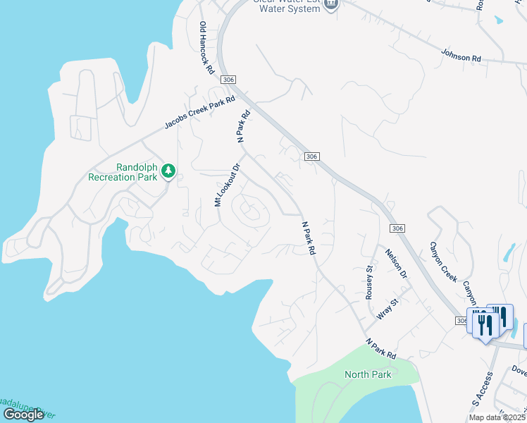 map of restaurants, bars, coffee shops, grocery stores, and more near 1071 Spitz Kegel View Drive in Canyon Lake