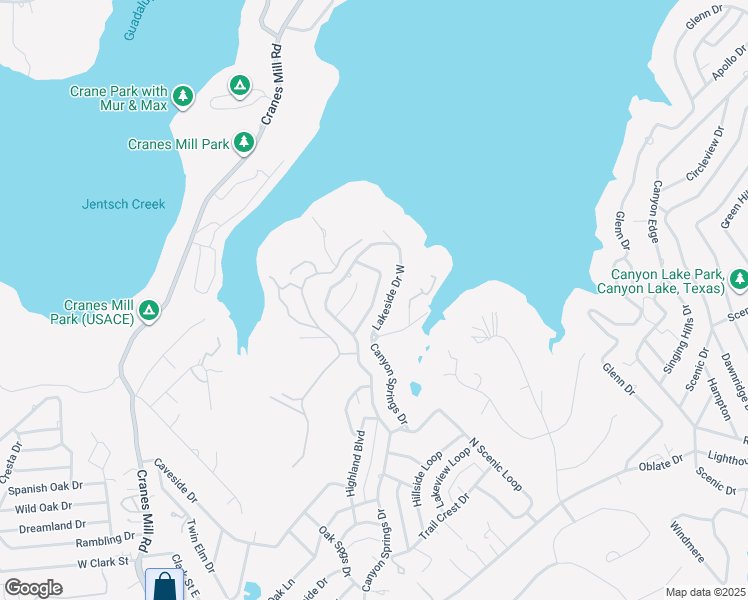 map of restaurants, bars, coffee shops, grocery stores, and more near 1403 Mountain Top Loop in Canyon Lake