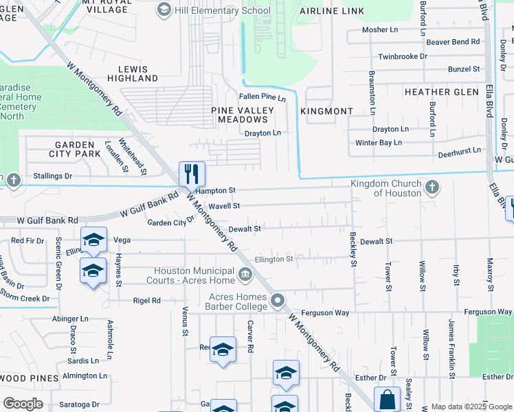 map of restaurants, bars, coffee shops, grocery stores, and more near 2314 Dewalt Street in Houston