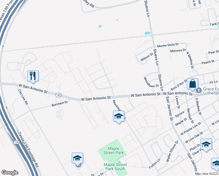 map of restaurants, bars, coffee shops, grocery stores, and more near 1524 Gunnison Cove in Lockhart
