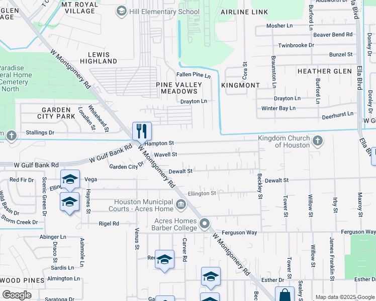 map of restaurants, bars, coffee shops, grocery stores, and more near 2309 Hampton Street in Houston