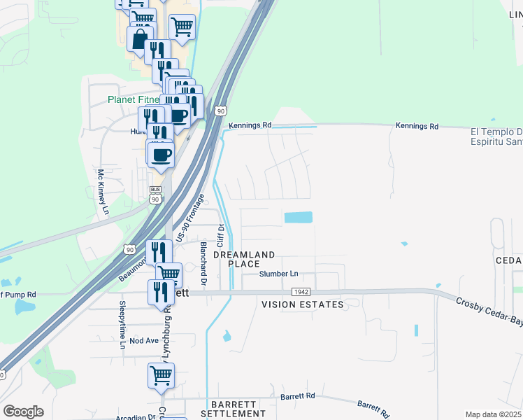 map of restaurants, bars, coffee shops, grocery stores, and more near 234 Polar Bear Trail in Crosby