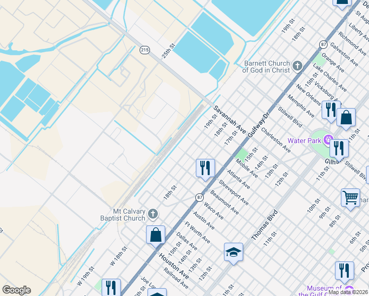 map of restaurants, bars, coffee shops, grocery stores, and more near 834 19th Street in Port Arthur