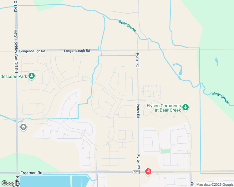 map of restaurants, bars, coffee shops, grocery stores, and more near Porter Road in Katy