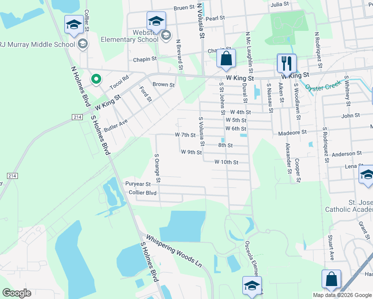 map of restaurants, bars, coffee shops, grocery stores, and more near 978 West 9th Street in St. Augustine