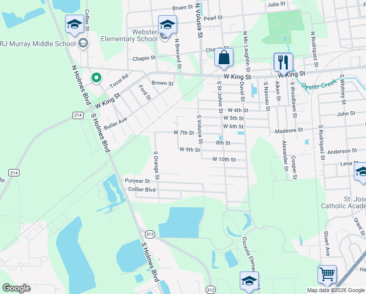 map of restaurants, bars, coffee shops, grocery stores, and more near 978 West 9th Street in St. Augustine