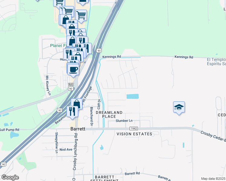 map of restaurants, bars, coffee shops, grocery stores, and more near 234 Polar Bear Trail in Crosby