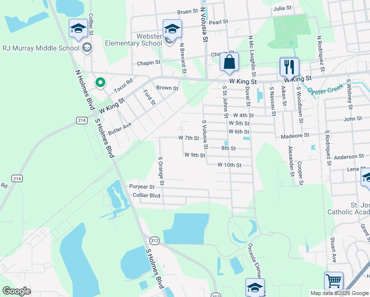 map of restaurants, bars, coffee shops, grocery stores, and more near 978 West 9th Street in St. Augustine