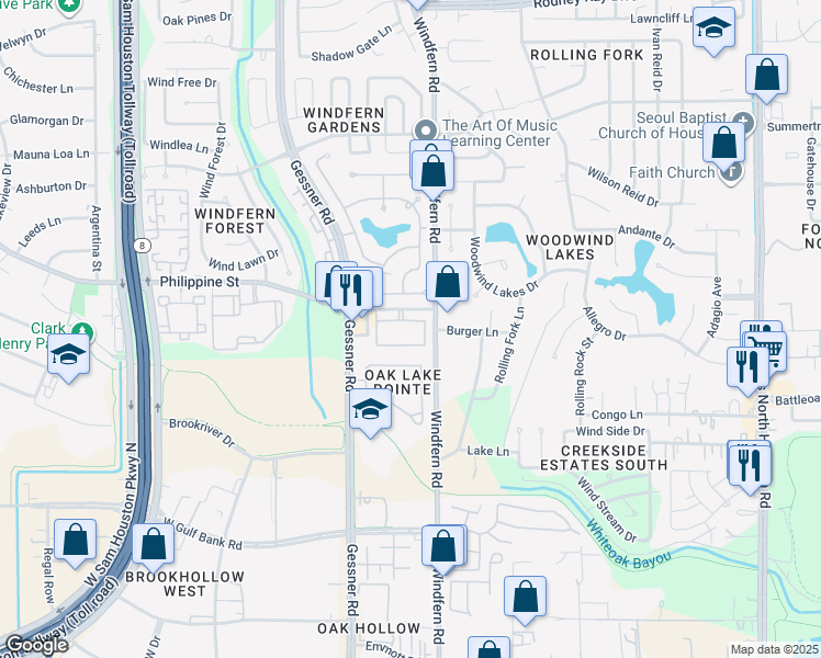 map of restaurants, bars, coffee shops, grocery stores, and more near 14333 Philippine Street in Houston