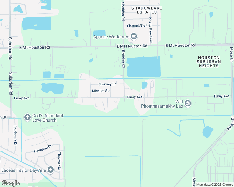 map of restaurants, bars, coffee shops, grocery stores, and more near 11213 Sheridan Road in Houston