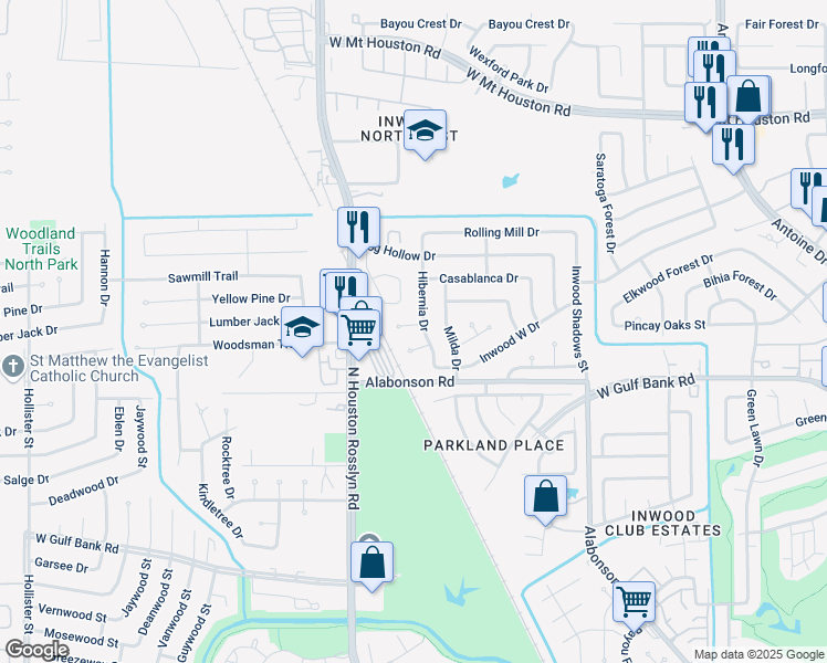 map of restaurants, bars, coffee shops, grocery stores, and more near 6902 Stoner Court in Houston
