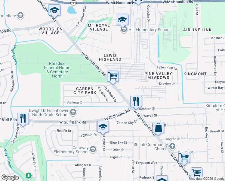 map of restaurants, bars, coffee shops, grocery stores, and more near in Houston