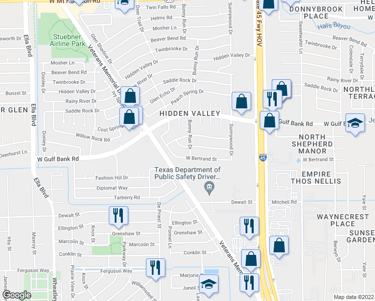 map of restaurants, bars, coffee shops, grocery stores, and more near 1003 W Mierianne St in Houston