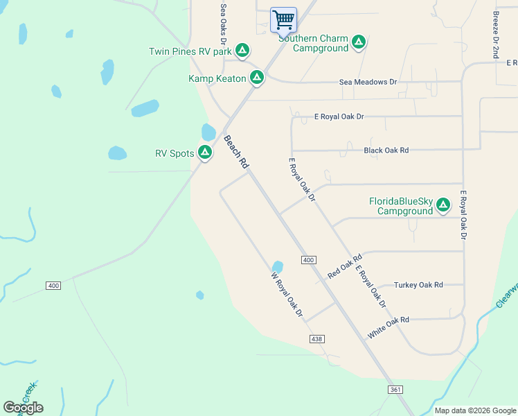 map of restaurants, bars, coffee shops, grocery stores, and more near 16397 Beach Road in Perry