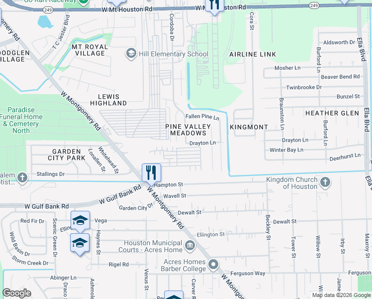 map of restaurants, bars, coffee shops, grocery stores, and more near 204 Joyce Street in Houston
