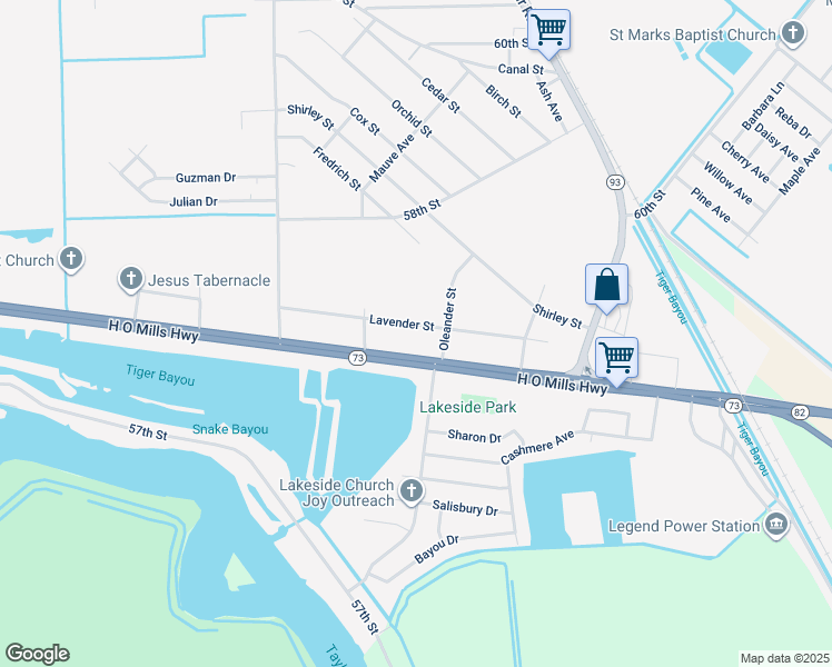 map of restaurants, bars, coffee shops, grocery stores, and more near 2230 Lavender Street in Port Arthur