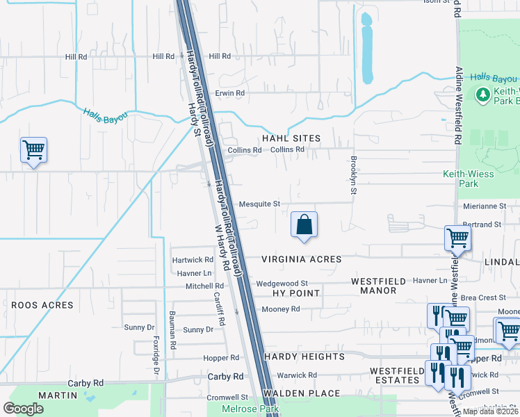 map of restaurants, bars, coffee shops, grocery stores, and more near 1440 Mesquite Street in Houston