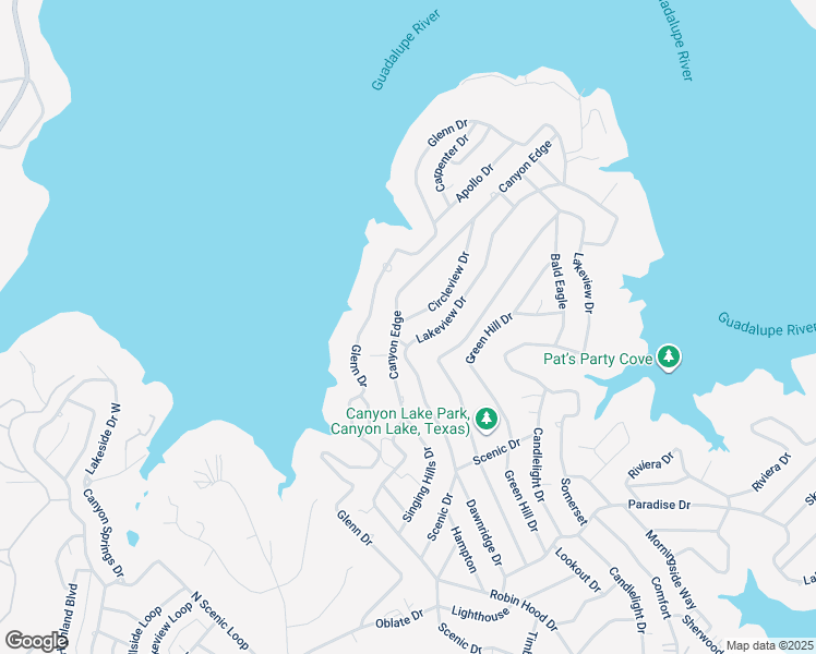 map of restaurants, bars, coffee shops, grocery stores, and more near 1599 Lakeview Drive in Canyon Lake