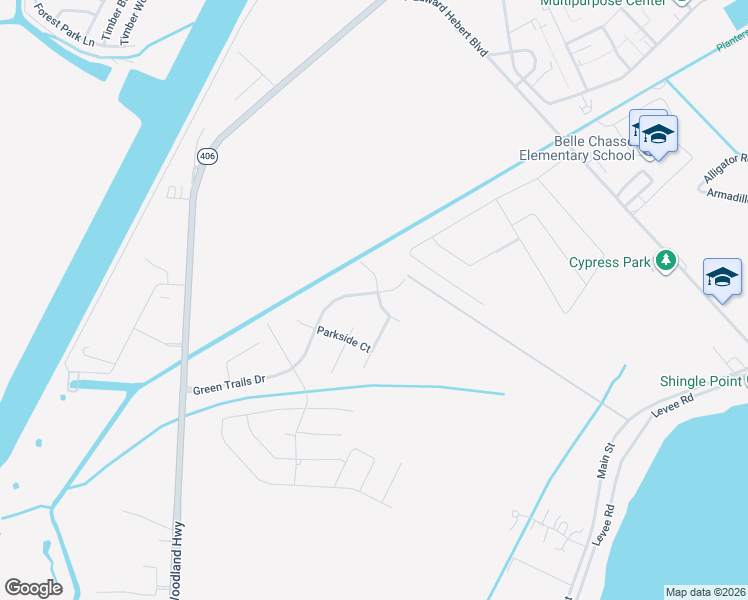 map of restaurants, bars, coffee shops, grocery stores, and more near 162 Green Trails Drive in Belle Chasse