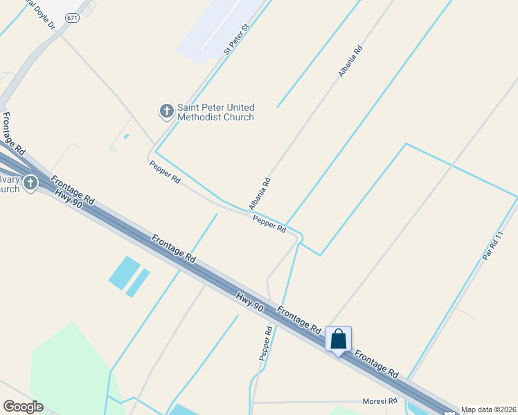 map of restaurants, bars, coffee shops, grocery stores, and more near Albania Road in Jeanerette