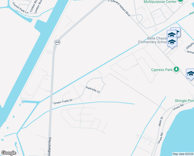 map of restaurants, bars, coffee shops, grocery stores, and more near 162 Green Trails Drive in Belle Chasse