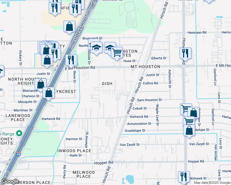 map of restaurants, bars, coffee shops, grocery stores, and more near 5409 Hartwick Road in Houston