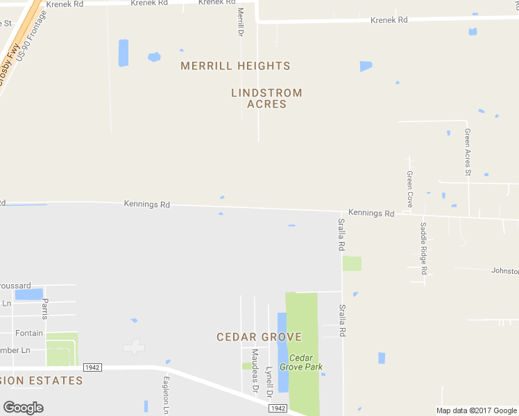 map of restaurants, bars, coffee shops, grocery stores, and more near 1598 Kennings Road in Crosby