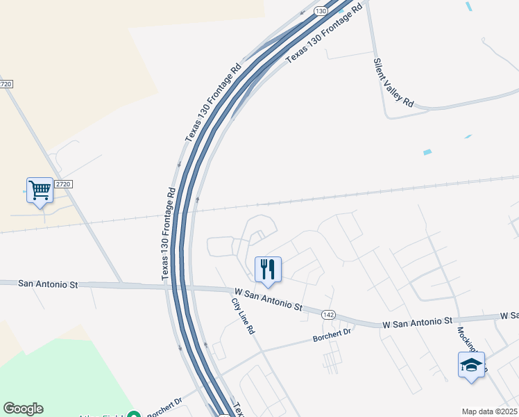 map of restaurants, bars, coffee shops, grocery stores, and more near in Lockhart