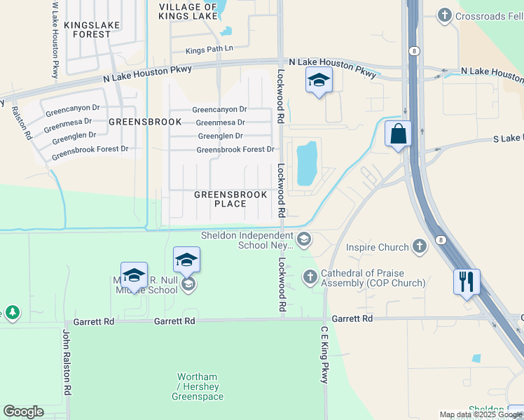 map of restaurants, bars, coffee shops, grocery stores, and more near 11622 Silent Elm Street in Houston