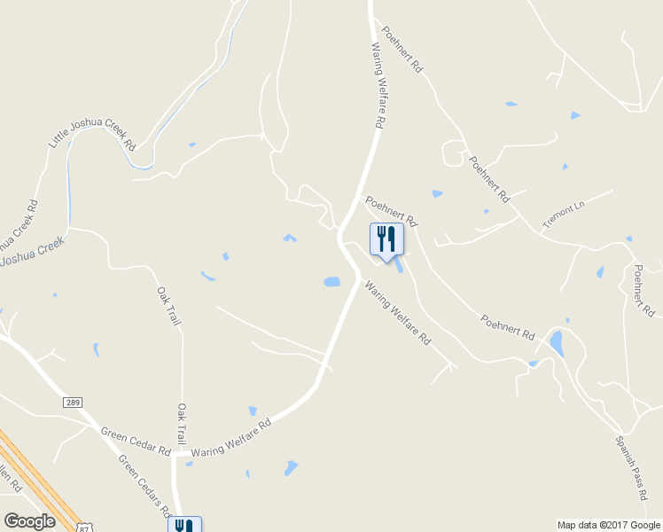 map of restaurants, bars, coffee shops, grocery stores, and more near 104 Waring Welfare Road in Boerne