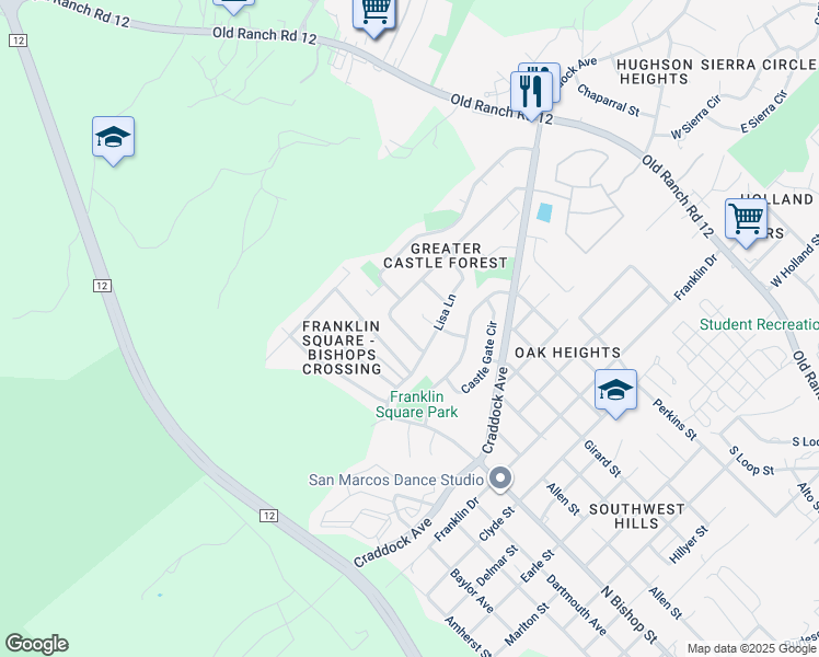 map of restaurants, bars, coffee shops, grocery stores, and more near 2013 Ramona Circle in San Marcos