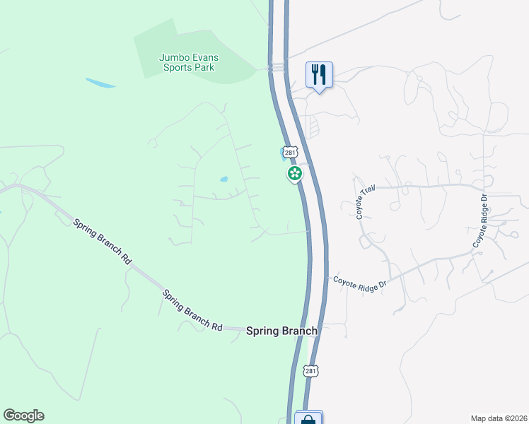 map of restaurants, bars, coffee shops, grocery stores, and more near 340 Landons Way in Spring Branch