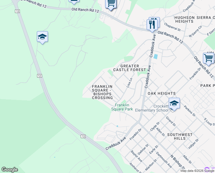 map of restaurants, bars, coffee shops, grocery stores, and more near 2044 Northview Drive in San Marcos