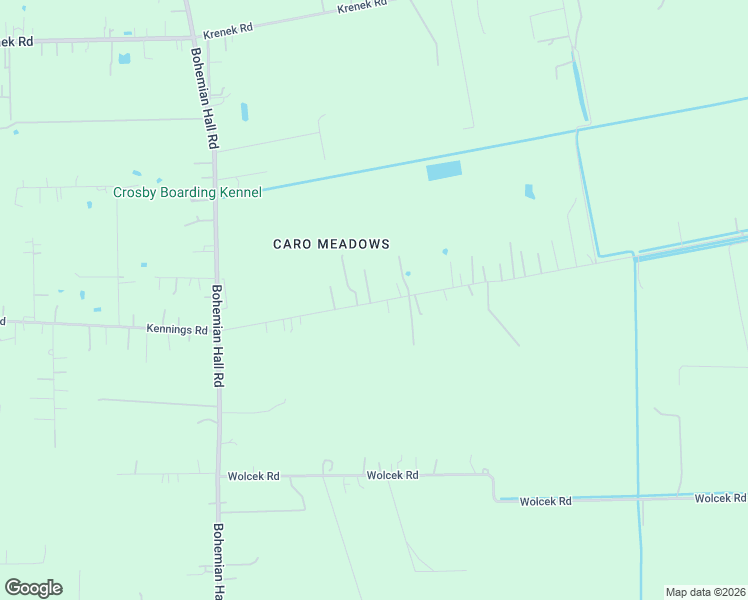 map of restaurants, bars, coffee shops, grocery stores, and more near 3030 Kennings Road in Crosby