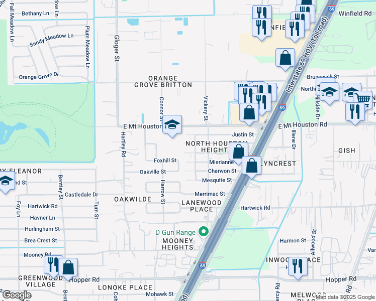 map of restaurants, bars, coffee shops, grocery stores, and more near 4511 Gaston in Houston