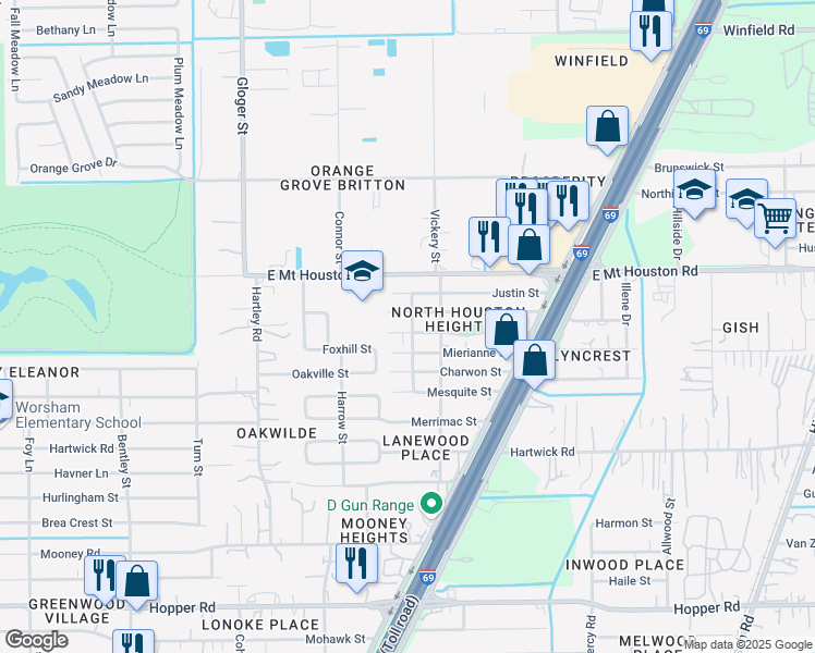 map of restaurants, bars, coffee shops, grocery stores, and more near 4511 Gaston in Houston