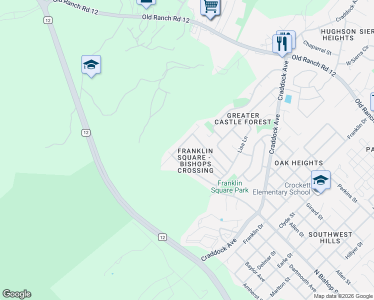 map of restaurants, bars, coffee shops, grocery stores, and more near 129 Park Lane in San Marcos