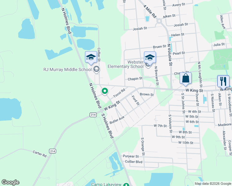 map of restaurants, bars, coffee shops, grocery stores, and more near 1167 Tocoi Road in St. Augustine